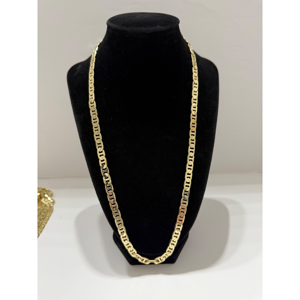 mariner chain necklace 14k gold layered bigger size 6.5mm 24 inch lobster clasp